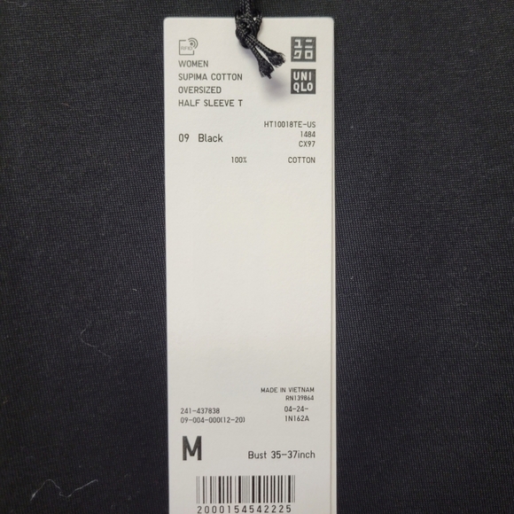 Uniqlo +J Supima Cotton Oversized Half Sleeve T-Shirt Black M - Picture 6 of 7
